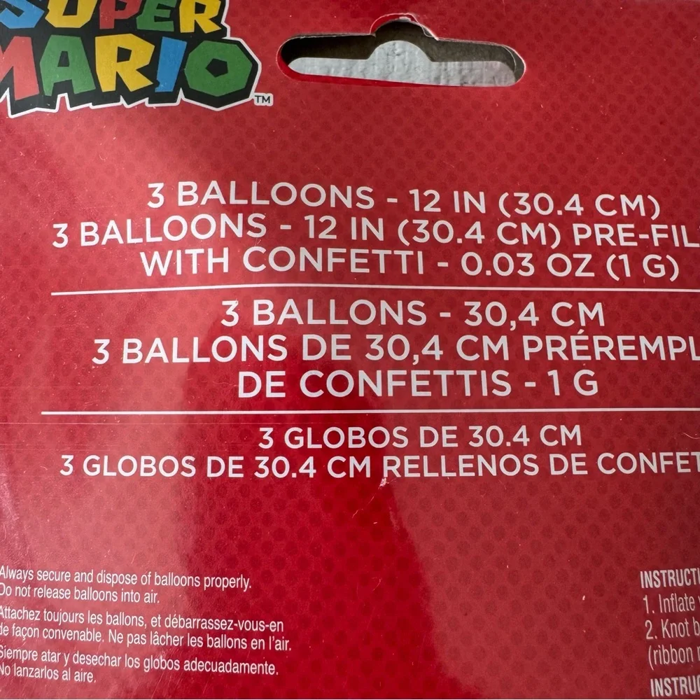 Super Mario Latex Confetti Balloons NEW Lot‎ of 2 Packs of 6 | 12 Balloons
